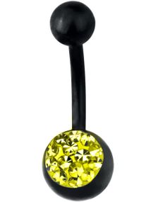 Sort Navlepiercing med Gul Sten