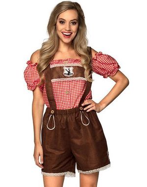 Brunt Lederhosen Oktoberfestkostyme til Dame