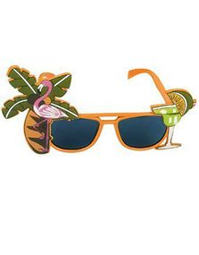 Orange Wayfarer Kostumebrille med Flamingo