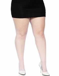 Lycra Hvide Netstrømpebukser - Plus Size