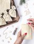 24 stk Beige Advent-Poser / Julekalender med Tall i Treverk og Hyssing