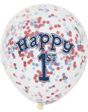 6 stk 30 cm Happy 1st Flerfarvet Konfettiballoner