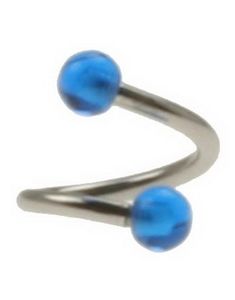 Curve Øjenbrynspiercing med Blå Kugler - 1.2 x 8 mm