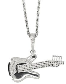 Sølvfarget Gitar med Stener - Kostymesmykke