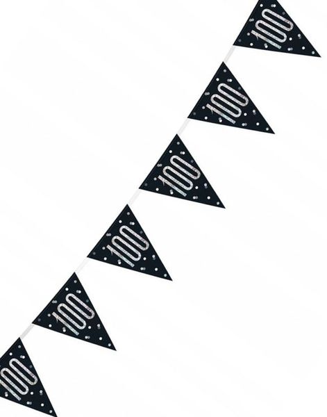 100-års Fejring Sort Holografisk Banner - 274 cm