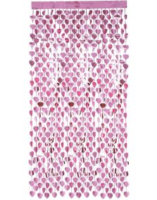 Rosa Hjerte Folie Gardin Backdrop/Bakgrunn 190x91 cm