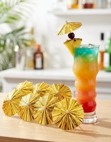 10 Stk Cocktailparaplyer 10 cm - Guld