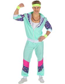 Turkis 80'er Grilldress / Træningstøj Herrekostume