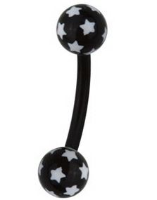Stjernehimmel Øjenbrynspiercing - Sort/Hvid - 1.2 x 8 mm