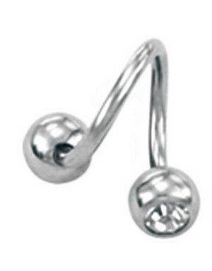 Curve Øjenbrynspiercing med Klare Sten - 1.2 x 8 mm
