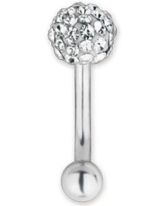 Glitter Ball Hvid - 1.2 x 8 mm Øjenbrynspiercing