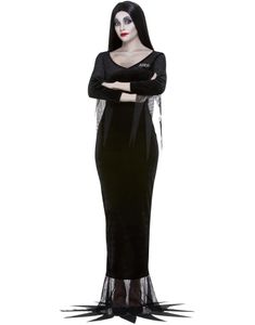 Licenseret Addams Family Morticia Kostume med Paryk