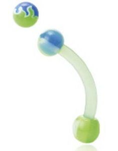 Flames in Blue and Green - 1.2 x 8 mm Øjenbrynspiercing