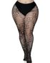 Svart Nettingstrømpebukse m/ Hodekallle Mønster Plus Size