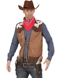 Brun Cowboy kostumevest med Frynser