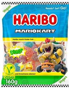 Haribo Mario Kart Sour Limited Edition - Sur Vegansk Vingummi med Fruktsmaker 160 gram