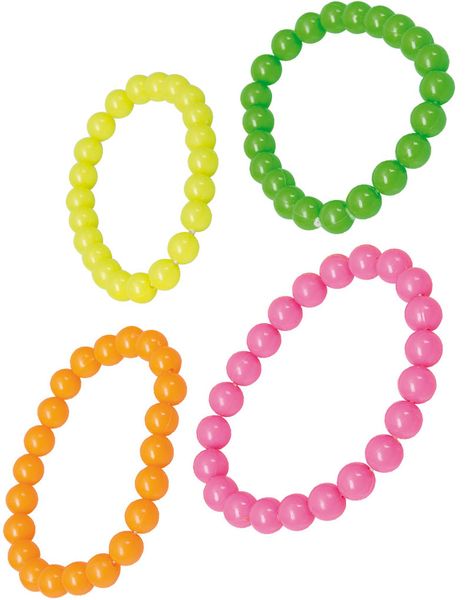 4 stk. Neon 80'er Perlearmbånd