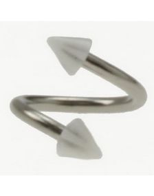 Curve Øjenbrynspiercing med Hvid og Gennemsigtig Spikes - 1.2 x 8 mm
