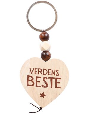 Nøkkelring med Trehjerte og Perler - Verdens Beste