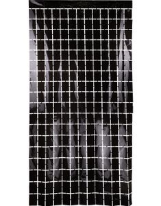 Sort Ternet Metallisk Partygardin/Glittergardin 100x200 cm