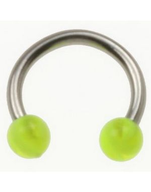 Rund Øjenbrynspiercing med Grønne Kugler - 1.2 x 8 mm