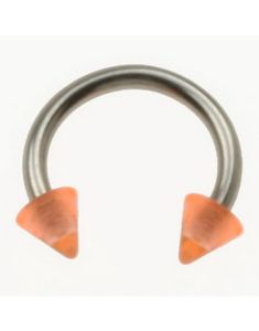 Rund Øjenbrynspiercing med Orange Spike Kugler - 1.2 x 8 mm