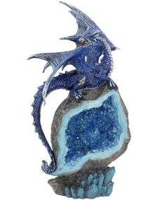 Cobalt Custodian - Blå Drage og Geode Figur 23 cm