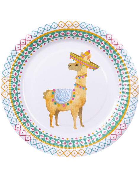 6 stk Papptallerkener 23 cm - Lama Fest