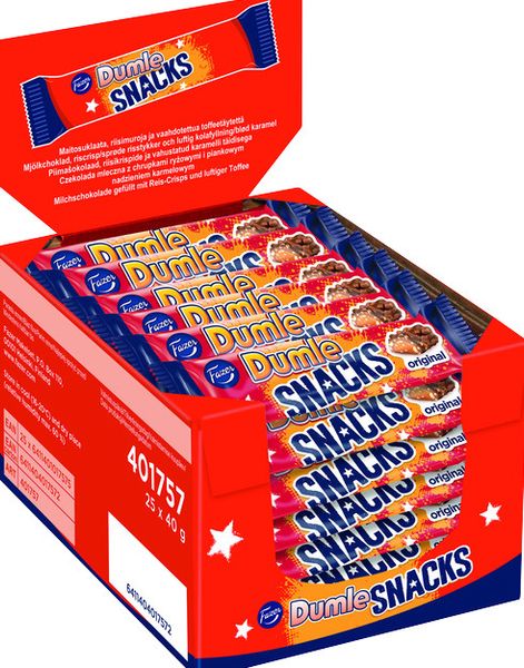25 stk Dumle Snacks / Chokolade med Karamellkerne - Hel Æske
