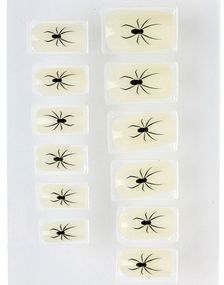 12 stk Glow in the Dark Kunstige Negle med Edderkopper