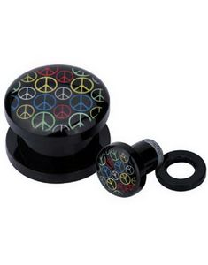 Multi Colored Peace - Sort Akryl Plug