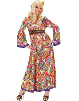 Lang Mønstret Hippie Kjole - Damekostume