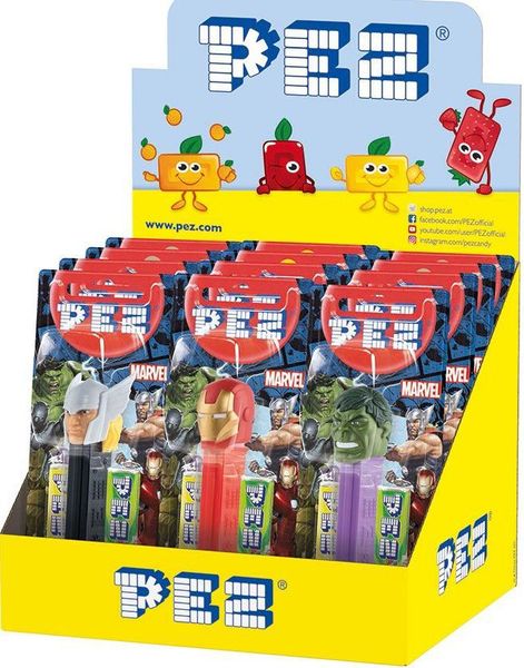 12 st Marvel Avengers Assorterede Pez-Holdere med 2 st Pez Pakker - Hel Kasse