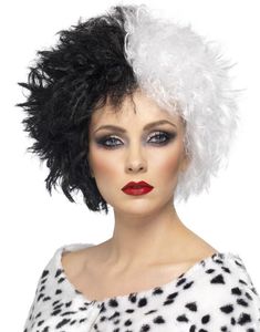 Tofarvet Cruella de Vil Inspireret paryk