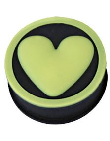 Yellow Heart - Lyser I Mørket - Sort Piercing Plug