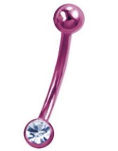 Lilla Øjenbrynspiercing med Klar Sten - 1.2 x 8 mm
