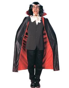 Gotisk Kappe m/Høj Krave - Sort/Rød - 135 cm