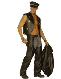 Sorte Biker/Rocker Kostume Chaps