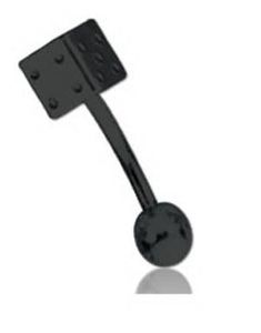 Sort Øjenbrynspiercing med Terning - 1.2 x 8 mm med 3 mm Kugle