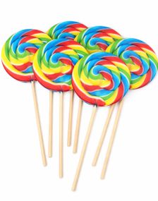 18 stk Candy Realms Round Lollipops - Runde Regnbuefargede Kjærligheter på Pinne - Hel Eske 1,44 kg