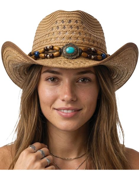 Cowboy Stråhatt med Treperler