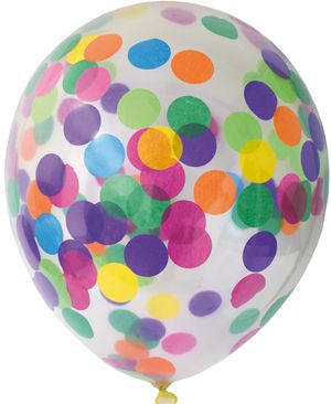 6 stk Klare Balloner med Flerfarvet Konfetti 30 cm
