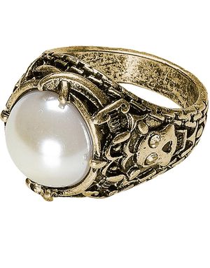 Guldfarvet Ring med Hvid Perle