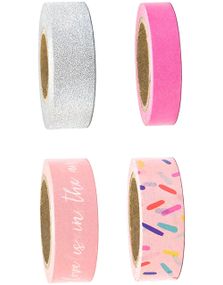 4 stk Rosa og Sølvfarvet Washi / Dekortape 40 meter