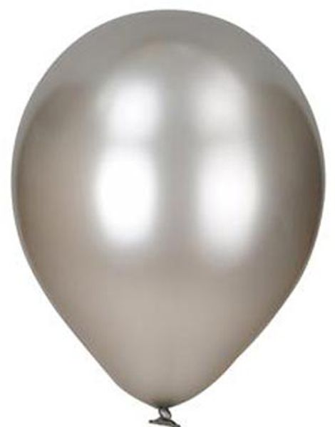 100 stk 23 cm MEGAPACK - Sølvfarvede Metalic Balloner