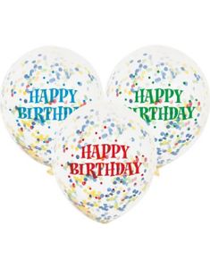 6 stk 30 cm Happy Birthday Flerfarvet Konfettiballoner