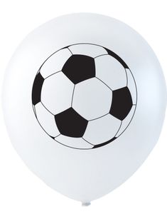 6 stk 26 cm - Hvide Balloner med Fodbolde