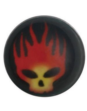 Burning Skull Rød/Sort - Dermal Anchor 4 mm Kugle med 1,2 mm gevind