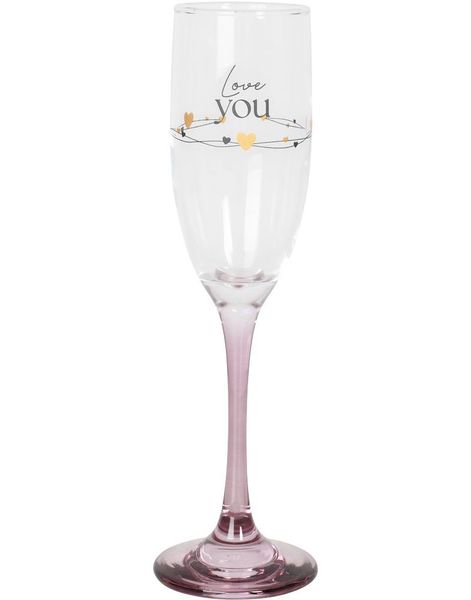 Love You - Champagneglass med Rosa Stett