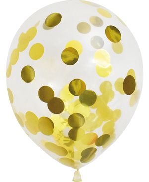 6 stk Klare Balloner med Guldfarvet Konfetti 30 cm